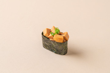 Ankimo sushi, monkfish liver on sushi rice