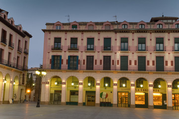 Fototapeta premium Buildings in Lopez Allue square at sunset.