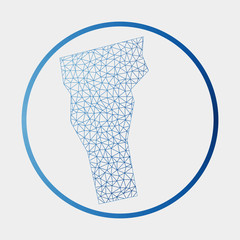 Vermont icon. Network map of the US state. Round Vermont sign with gradient ring. Technology, internet, network, telecommunication concept. Vector illustration.