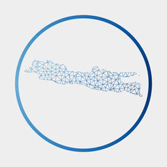 Java icon. Network map of the island. Round Java sign with gradient ring. Technology, internet, network, telecommunication concept. Vector illustration.