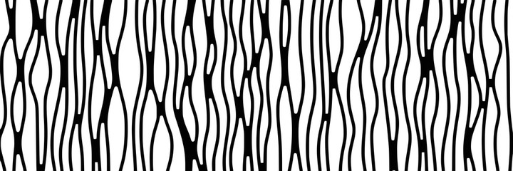 Banner background, vertical structure. Curved lines, black and white vector drawing.
