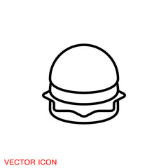 Burger icon, flat design Hamburger web icon. vector illustration