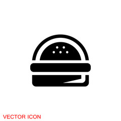 Burger icon, flat design Hamburger web icon. vector illustration