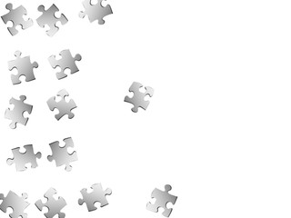 Game teaser jigsaw puzzle metallic silver pieces 