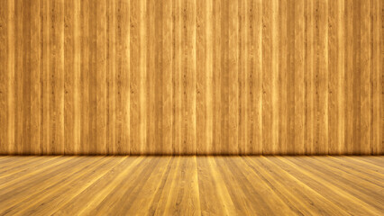 Concept or conceptual vintage or grungy brown background of natural wood or wooden old texture floor and wall as a retro pattern layout. A 3d illustration metaphor to time, material, emptiness,  age 
