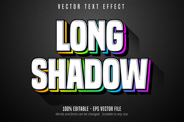 Long shadow text, multicolor style editable text effect