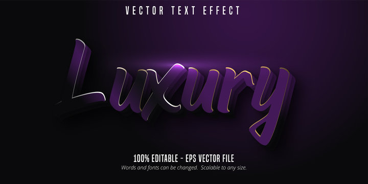 Luxury text, purple color and shiny gold style editable text effect