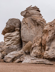 strange rock formation in the Salvador Dali desert area in Bolivia