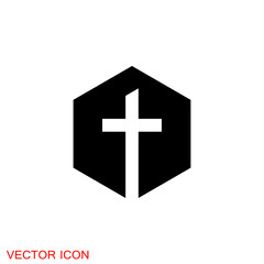 Church vector icons of religious christianity signs and symbols