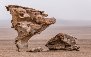 strange rock formation in the Salvador Dali desert area in Bolivia  