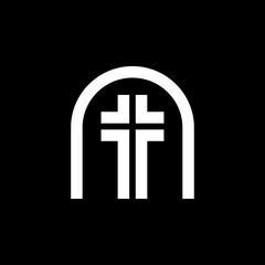 Church vector icons of religious christianity signs and symbols