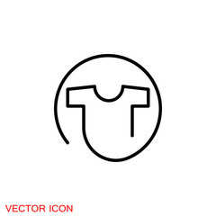 Clothing icon on background. Trousers hanger bag jacket woman shoes dress T-shirt silhouettes