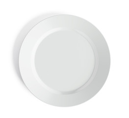 WHite plate isolated on white background - top view. 3d rendering