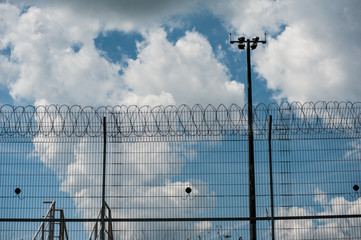 Barbed wire fence in the protected area