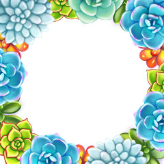 Floral Border. Succulents arranged un a shape of frame
