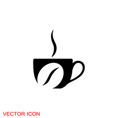 Coffee bean icon. Hot roast pink strawberry coffee bean