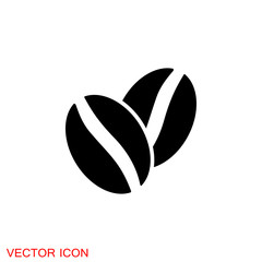 Coffee bean icon. Hot roast pink strawberry coffee bean