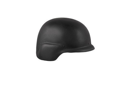 Modern Black Safety Helmet Isolate On A White Bac. Military Soldier Helmet, Advanced Combat Helmet (ACH) Is The Next Generation Protective Combat Helmet Used By The U.S. Army.