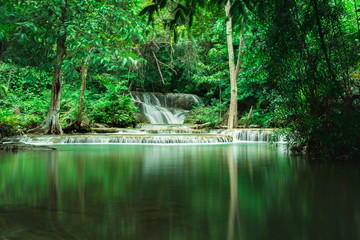 Landscape of Huai Mae Khamin Waterfall in National Park, Kanchanaburi, Thailand