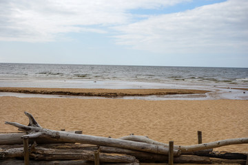 wooden fence on the beach
