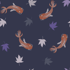 Seamless pattern Yin Yang Koi fish in oriental style