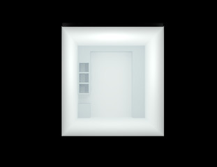  3d render view of room background wall for decor three openings
