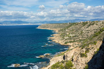 Fototapeta na wymiar cliffs of Na Caretes, Llucmajor, bay of Palma, Balearic Islands, Spain