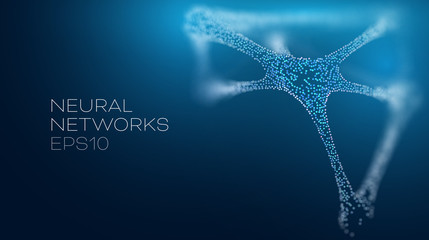 Neural network vector illustration. Futuristic artificial intelligence background - obrazy, fototapety, plakaty