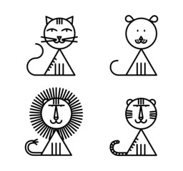 Felines, Fierce animals, line icons © Cristina