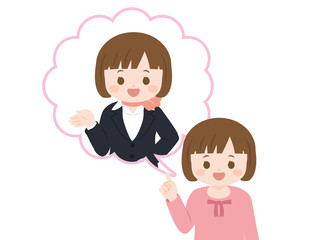 女の子の将来の夢 客室乗務員 スチュワーデスのイラスト