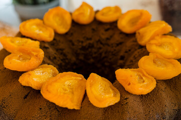tarta de chocolate con albaricoques, restaurante S'Escrivania, Porreres, Mallorca, balearic islands, spain, europe