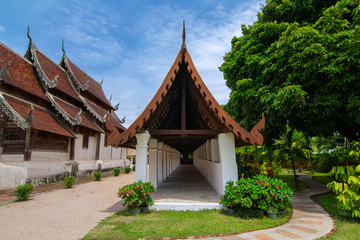 Fototapeta na wymiar Wat Ton Kain or Ton Kain temple ( Wat Intrarawat ),Ancient temple ,a wooden chapel , Chiangmai, Thailand 