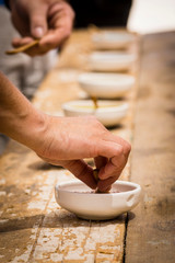 degustacion diversos tipos de de sal, Flor de Sal del Trenc, visita guiada,Salobrar de Campos, Campos del Puerto,Mallorca, balearic islands, spain, europe