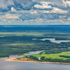 aerial view over the Gauja river in Latvia