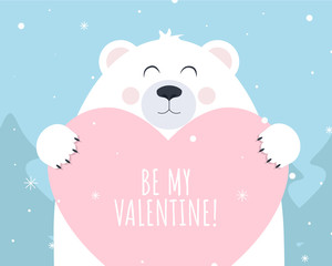 Obraz na płótnie Canvas You my valentine, polar bear vector print for postcard