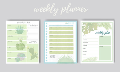 Cute weeklies green colour and daily planners set
