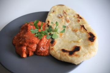 Butter chicken and garlic naan