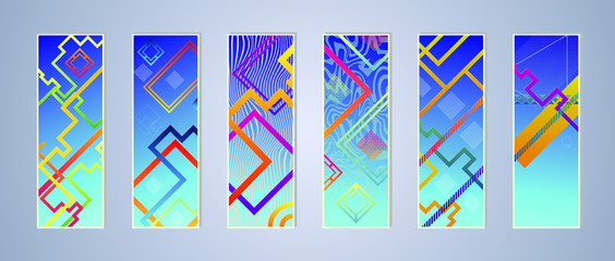 Set of covers design templates with vibrant gradient background. Modern trendy poster with geometric shapes.