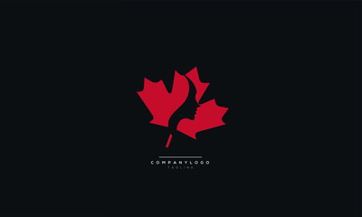 Maple face leaf logo template vector icon illustration, Maple leaf vector illustration, Canadian vector symbol, Red maple leaf, Canada symbol, Red Canadian Maple Leaf