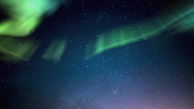 Aurora Milky Way Galaxy Time Lapse In Spring Sky 02