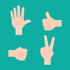 hands collection with different poses flat style