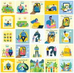 Fototapeta premium Vector illustration ECO backgrounds of Concept of green eco energy and quote Save the planet, Think green and Waste recycle