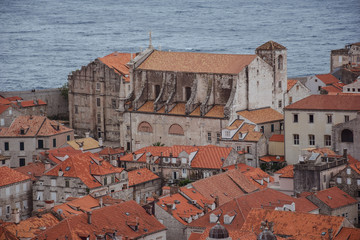 landscape from above of Dubrovnik city with sea in the background