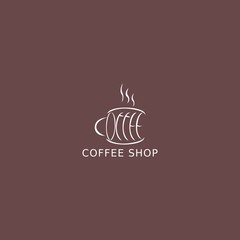 Coffee cup icon. Coffee shop logo. Simple natural home logo design, cafe or restaurant logo, coffee and tea shop for business.
