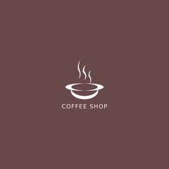Coffee cup icon. Coffee shop logo. Simple natural home logo design, cafe or restaurant logo, coffee and tea shop for business.