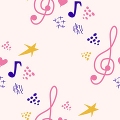 Abstract music notes seamless pattern background. musical melody decoration