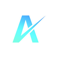 Abstract line art logo. letter A tech logo template. Gradient letter A icon.