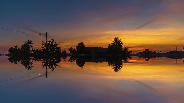 Time Lapse : House At Paddy Field Of Kedah,Malaysia From Day To Night.HD
