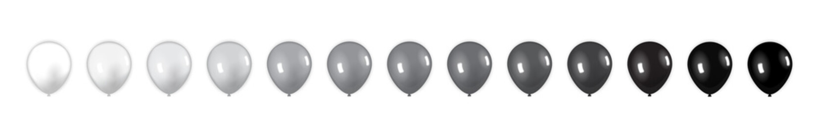 set of balloons in various shades of gray from white to black. vector illustration