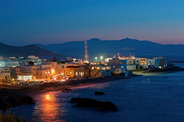 The sunset view of Chora at Naxos island in Greece